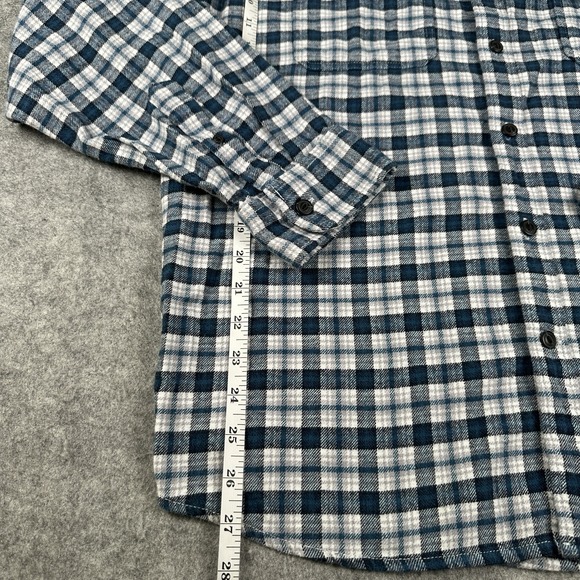 Gap Flannel Untucked Fit Shirt Mens XL Blue Plaid Long Sleeve Button Up - Picture 6 of 10